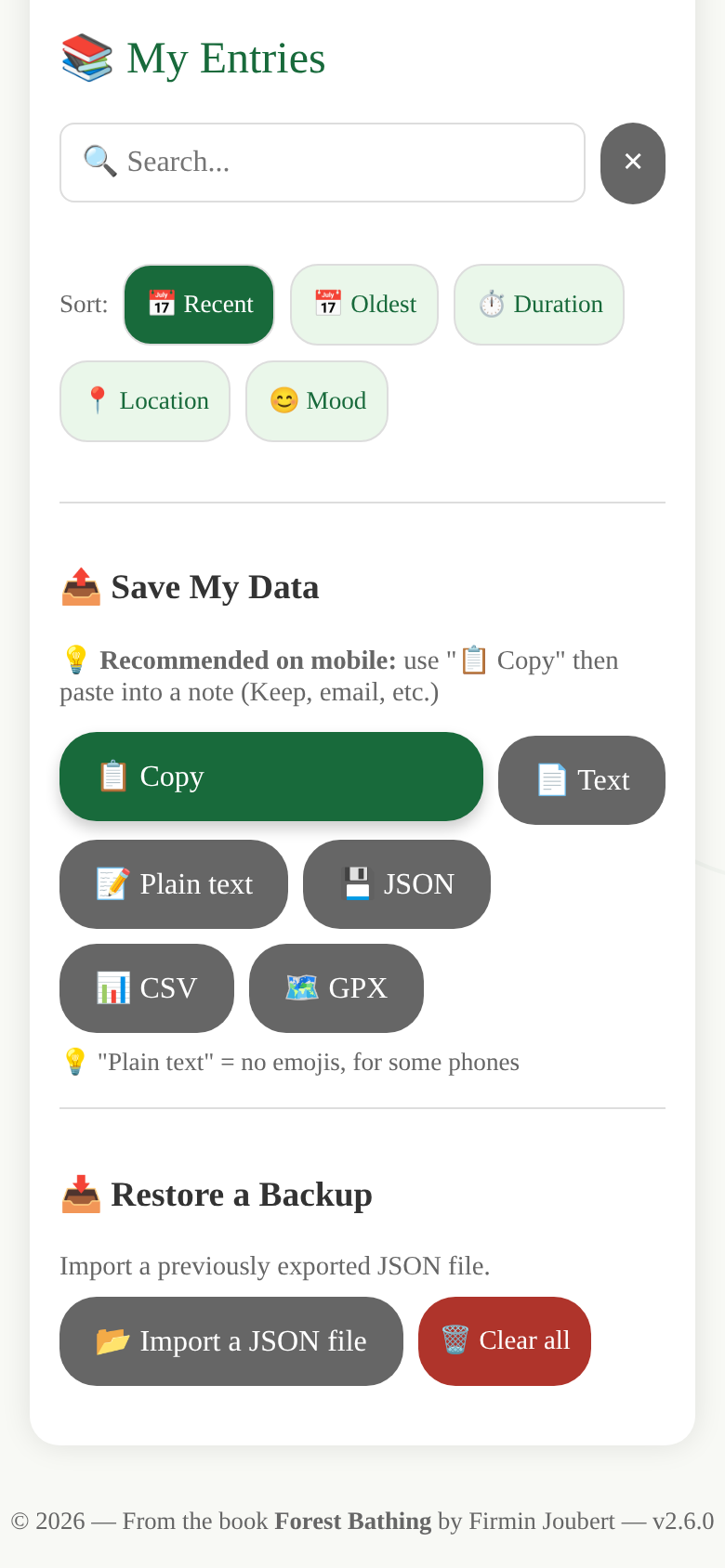 Companion app — journal