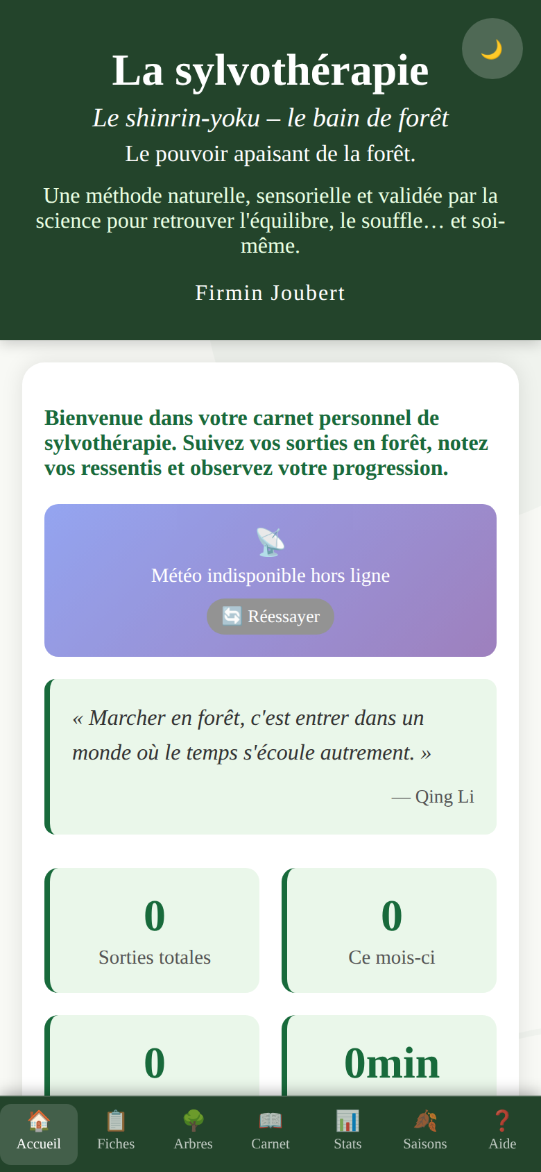 Application — accueil