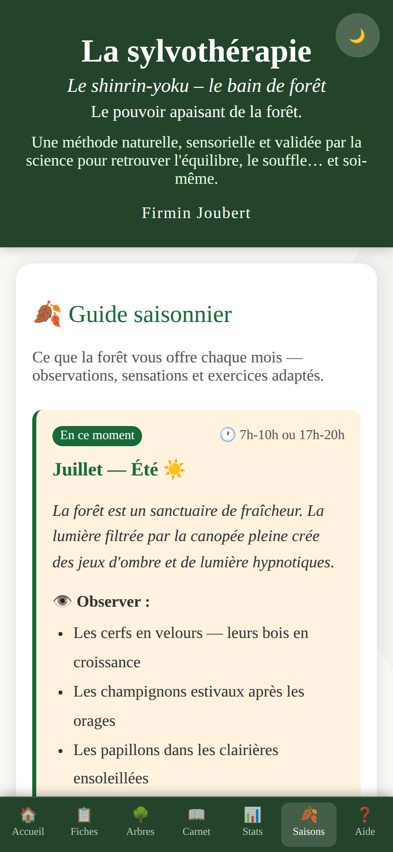 Application — saisons